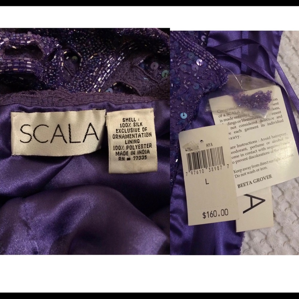 SOLD! One Shoulder Sequin Purple Silk Dress Large - Picture 8 of 8